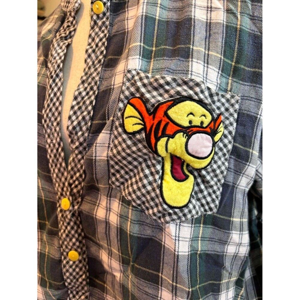1997 Pooh Tigger Nightgown Plaid Green Medium